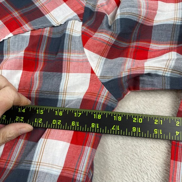 Wrangler Mens Shirt Medium Long Sleeve Western Button Up Pearl Snap Red Plaid - Picture 4 of 10